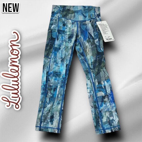 New NWT Lululemon Speed Up Crop 21” Leggings Sun Dazed Multi Blue - Size 2 - Picture 3 of 11